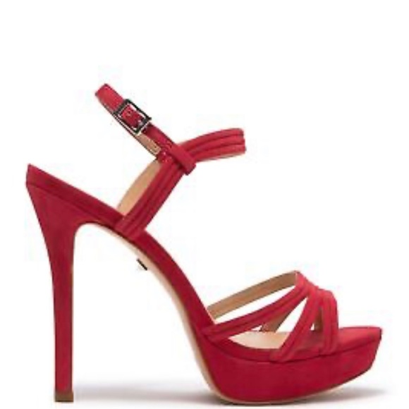 NEW • Schutz • Bogga Strap Suede Sandal Pumps (Red) - Picture 7 of 8